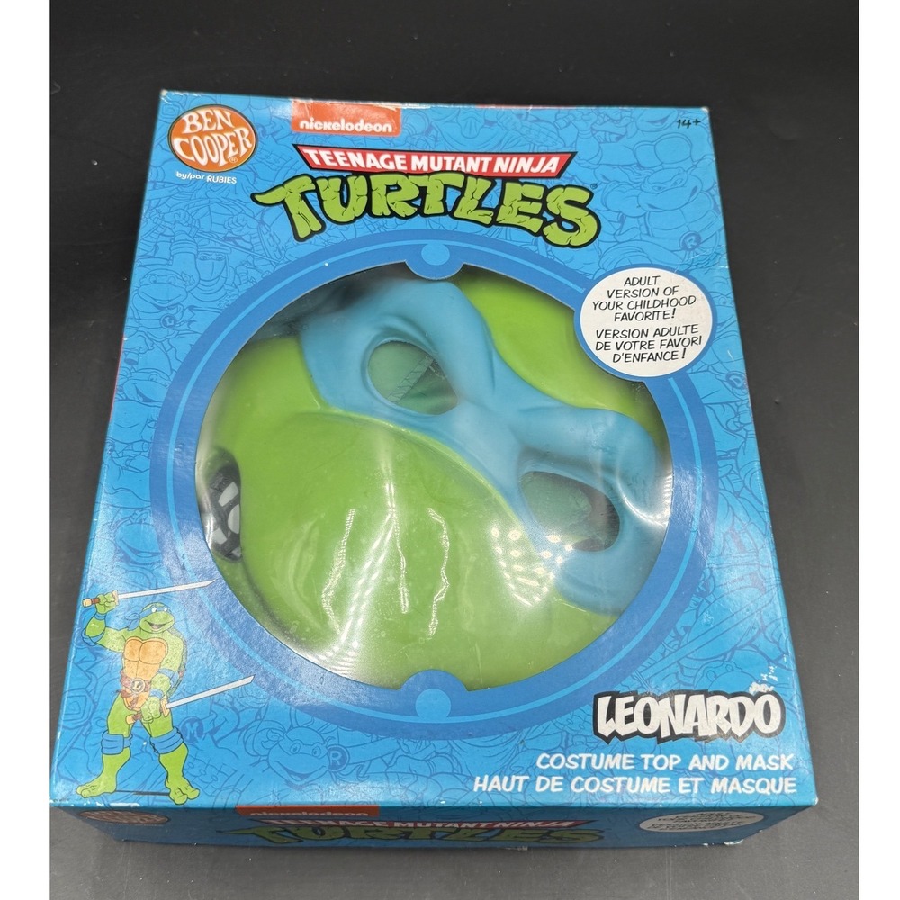 Ben Cooper TMNT Leonardo Costume Top and Mask Adult One Size Nickelodeon New
